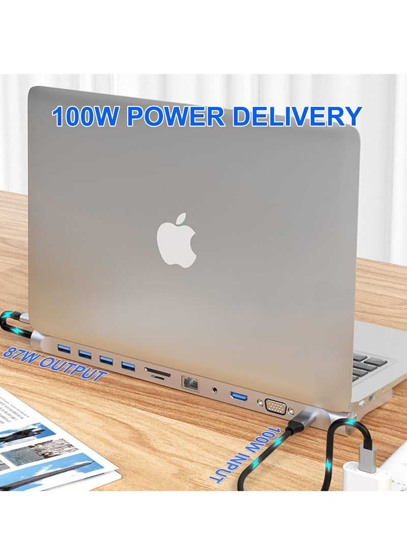 ELTRAZONE 11-in-1 USB C Docking Station with 4K HDMI, VGA, SD/TF Reader, 4 USB 3.0 Ports, RJ45 Ethernet – Adapter for MacBook, Mac Pro, iMac, and More – Ultimate Connectivity Solution - Image 3