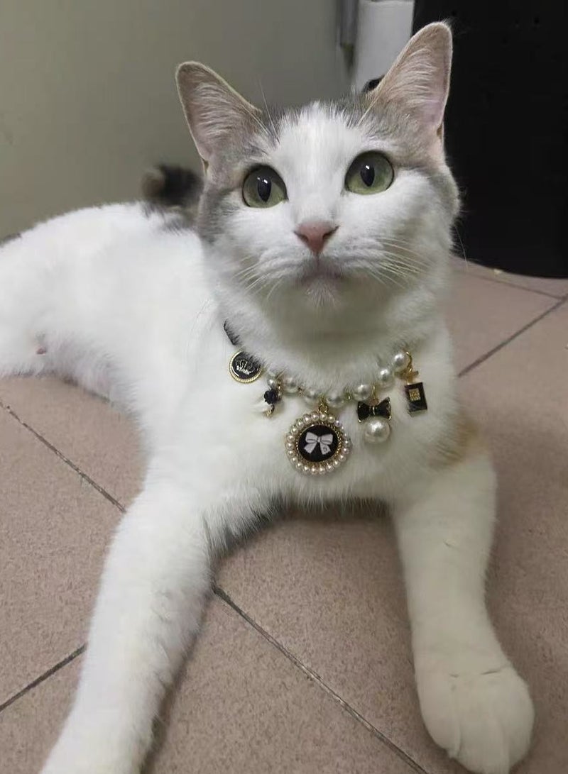 چينيرال براند طوق القط اللؤلؤة ، قوس أسود حلو ، مناسب للقطط - Image 2