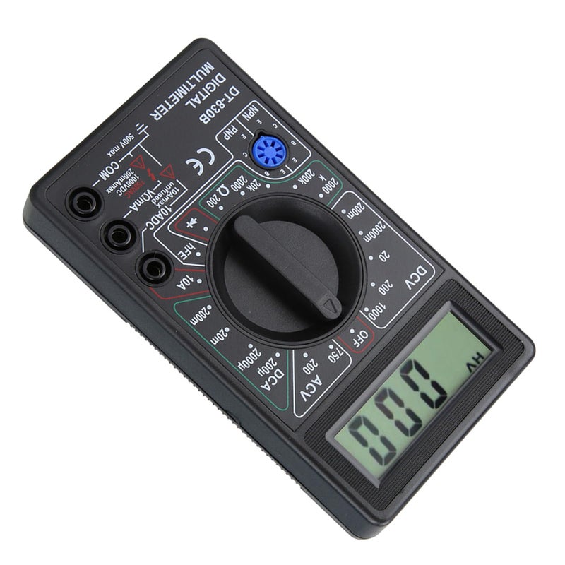 DT 830B مقياس متعدد رقمي أسود محمول، جهاز اختبار فولت وأوم وأمبير بشاشة LCD - Image 4