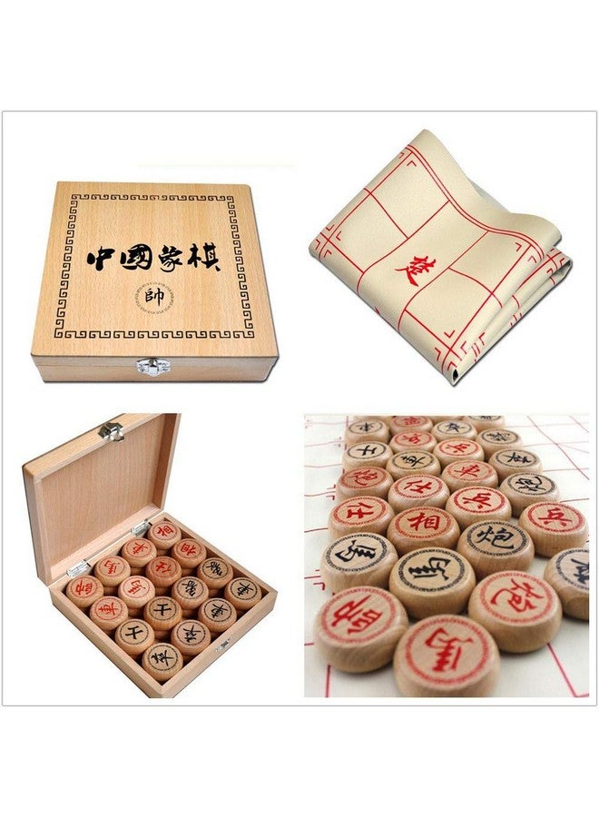 GoodPlay Beechwood Chinese Chess Set Xiangqi Travel Game Set with Wooden Box and Leather Chessboard - Image 2