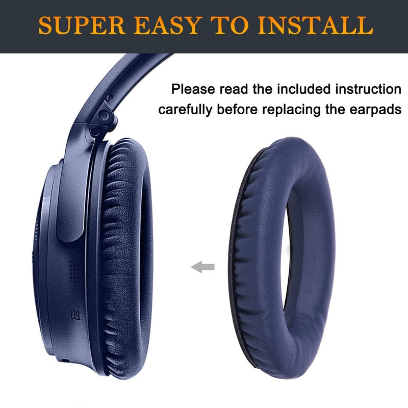 SoloWIT Replacement Earpads Cushions for Bose QuietComfort 35 (QC35) & Quiet Comfort 35 II (QC35 ii) Headphones, Ear Pads with Softer Leather, Noise Isolation Foam, Added Thickness (Midnight Blue) - Image 4