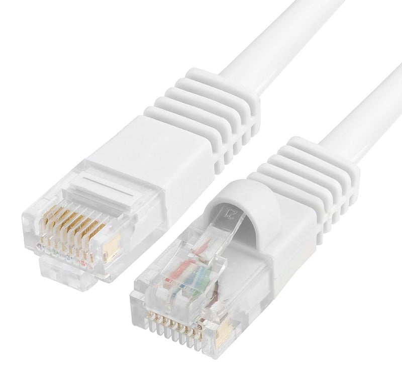 Cmple - Cat5e Ethernet Cable 5 ft, 350 MHz UTP Cat 5e Ethernet Patch Cord, 1Gbps Network LAN Cables, RJ45 Connectors, Compatible with Laptop, Modem, Router - Whte - Image 1