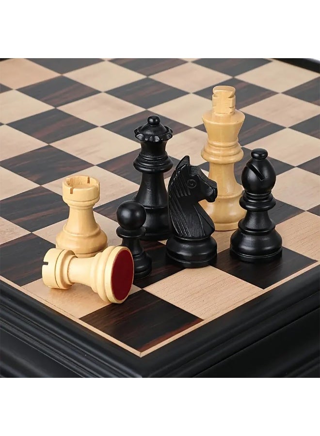 Rubik 2-in-1 Wooden Checkers & Chess Board Game Set with Storage Drawer & Magnetic Bases Pieces, Premium Traditional Educational Toy for Adults & Kids Gift (Size, 38x38cm) Black/Brown - Image 5