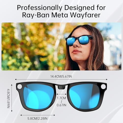 RCstyle Polarized Clip Compatible With Ray-Ban Meta Wayfarer(RW4006/4012 Standard 50-22 Size M) (GEN1 &GEN2) Smart Glasses Color Changing Clip Set for Man and Woman (Gray, Blue) - Image 3