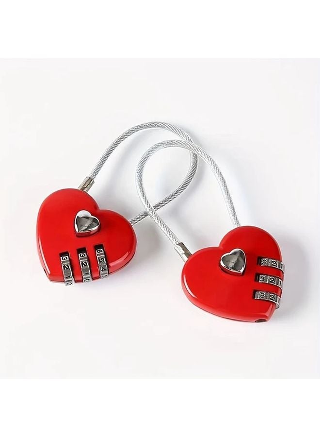Red Heart Shaped Travel Lock Gift Box Password Lock Mechanical Knob No Power Required - Image 2