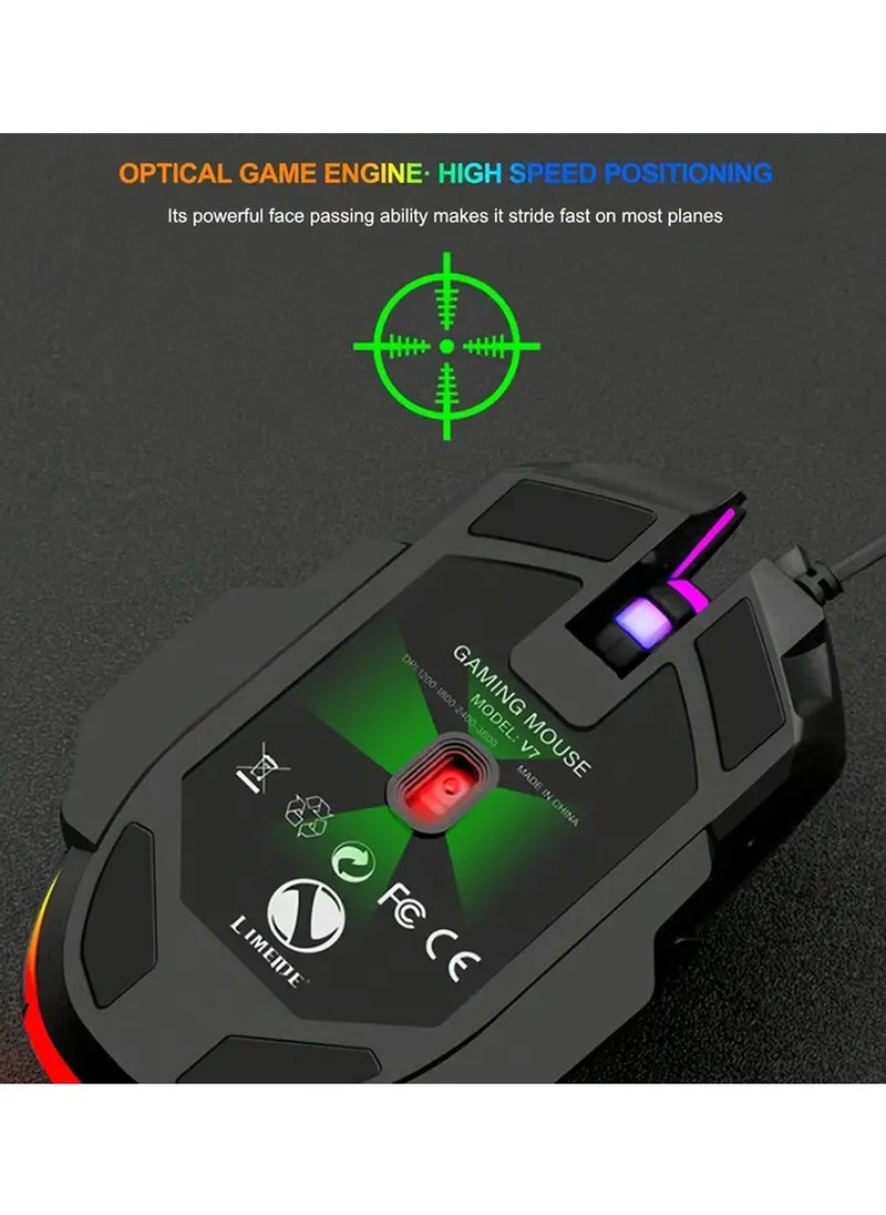 Gaming Mouse,Mice Accessories Design Ergonomic Wired Mouse with RGB Backlight,up to 8000 DPI,RGB Gaming Mouse for Mac, Laptop,Computer,PC