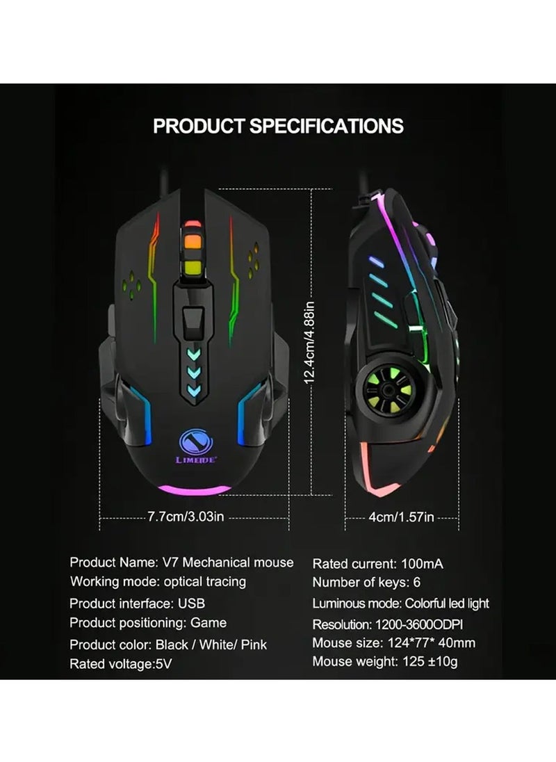 LIMEIDE Gaming Mouse,Mice Accessories Design Ergonomic Wired Mouse with RGB Backlight,up to 8000 DPI,RGB Gaming Mouse for Mac, Laptop,Computer,PC  - Image 2