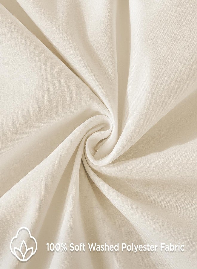 Andency Beige Ruffle Duvet Cover Twin(66x90Inch), 2 Pieces Ruffled Farmhouse Shabby Chic Duvet Cover for Girls Kids Women, Soft Polyester Duvet Cover Set with Zipper Closure & Corner Ties - Image 4