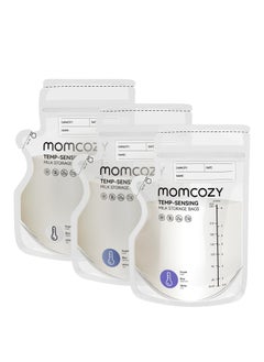 Momcozy 120 قطعة من أكياس تخزين حليب الأم، 8 أونصة، تغيير اللون عن طريق استشعار درجة الحرارة، أكياس تخزين حليب الأم مع فوهة صب  - Image 1