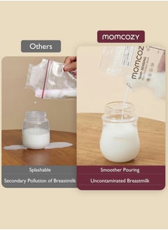 Momcozy 120 قطعة من أكياس تخزين حليب الأم، 8 أونصة، تغيير اللون عن طريق استشعار درجة الحرارة، أكياس تخزين حليب الأم مع فوهة صب  - Image 3