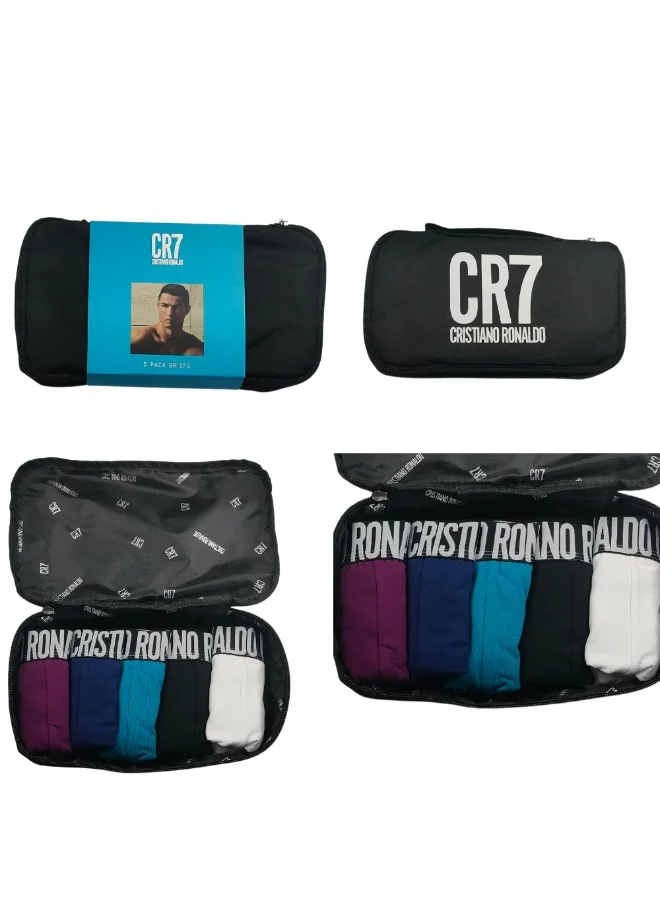 CR7  CR7 Men’s Cotton Stretch Briefs 5-Pack – Breathable Comfort Underwear, Multi-Color (Black, Blue, Burgundy, Teal, White) – 95% Cotton, 5% Elastane  | Best Price UAE