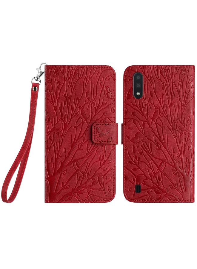 S-TOP Case For Samsung Galaxy A10 / M10 Tree Birds Embossed Pattern Leather Phone Case - Image 1