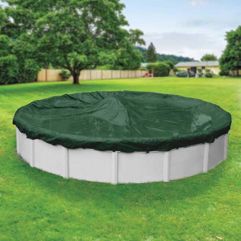 Robelle 15 ft Heavy Duty Green Winter Pool Cover for Above Ground Pools, 4 ft Overlap (19 ft Cover Size), Solid 8 x 8 Scrim, 2.36 oz/yd2, 10-Year Warranty, Style: 3215-4 - Image 1