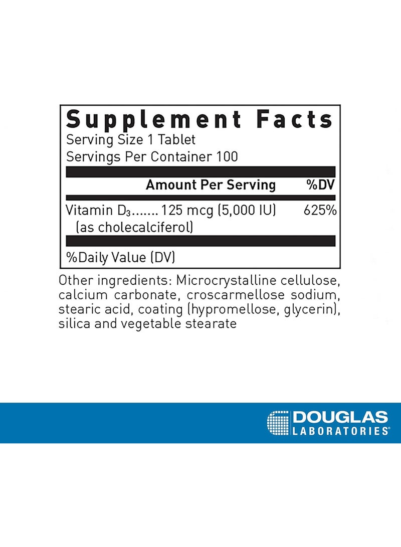 دوغلاس فيتامين د 5000 مكمل يوفيتامين د3 لدعم صحة المناعة ومستويات الكالسيوم والعظام 100 قرص - Image 2