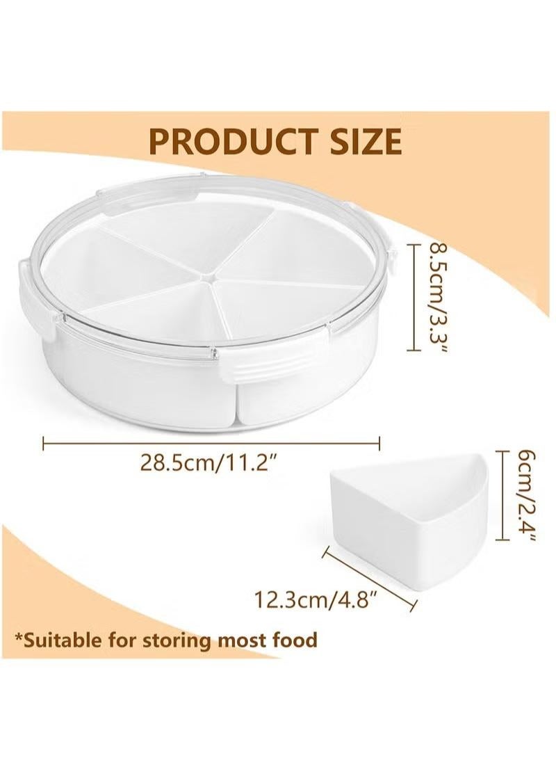 XiuWoo Divided Serving Tray, Plastic Food Storage Containers with Lids, 5 Compartments Snack Tray Serving Platter for Biscuits, Fruit, Veggie  - Image 4