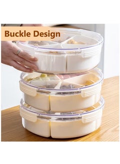 XiuWoo Divided Serving Tray, Plastic Food Storage Containers with Lids, 5 Compartments Snack Tray Serving Platter for Biscuits, Fruit, Veggie  - Image 3