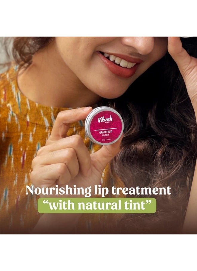 vilvah STORE - Grapefruit Lip Balm | For Dry Damaged And Chapped Lips | Moisturizing Lip Balms | Enriched With Shea Butter, Unrefined Beeswax & Essential Oils | 10G (Multicolor ) - Image 1