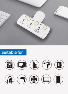 MODI Universal Multi Plug Extension Socket Adapter with 2 USB, 2 Way Wall Charger Electrical Power Extender Outlet Charging Station UK 3 Pin  - Image 1