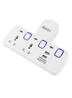 MODI Universal Multi Plug Extension Socket Adapter with 2 USB, 2 Way Wall Charger Electrical Power Extender Outlet Charging Station UK 3 Pin  - Image 2