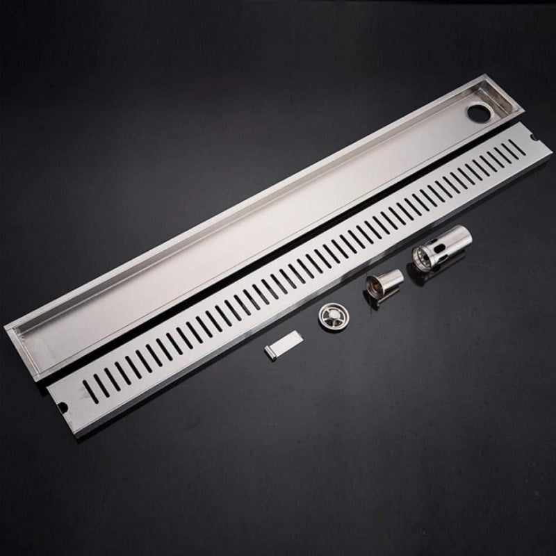 ZAP Tile Insert Stainless Steel Shower Floor Drainer Shower, Water Drain Channel, Floor Drain with Cockroach Trap, Side Hole, and Collar (Black, 24 Inch) - Image 5