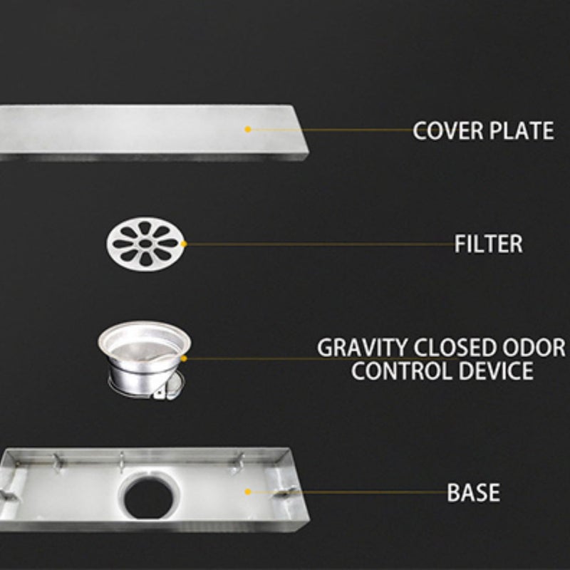 ZAP Tile Insert Stainless Steel Shower Floor Drainer Shower, Water Drain Channel, Floor Drain with Cockroach Trap, Side Hole, and Collar (Black, 24 Inch) - Image 3