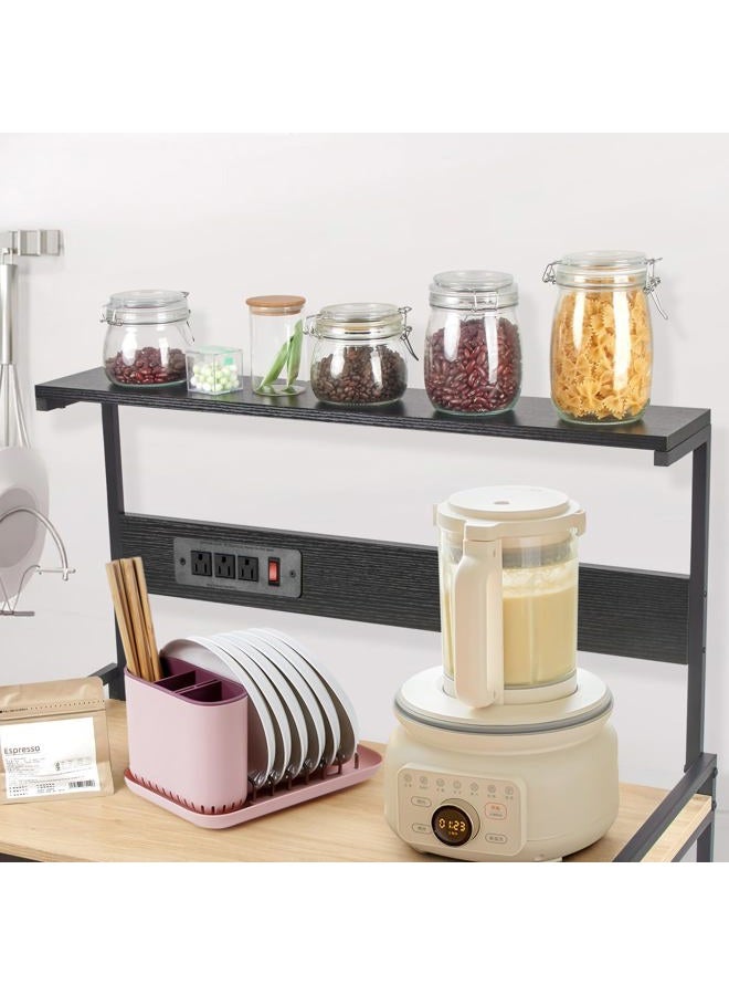 fusehome 4-Tier Kitchen Baker's Rack with Power Outlet, Microwave Stand and Storage Shelves, Coffee Station Organizer (White Maple and Black) - Image 4
