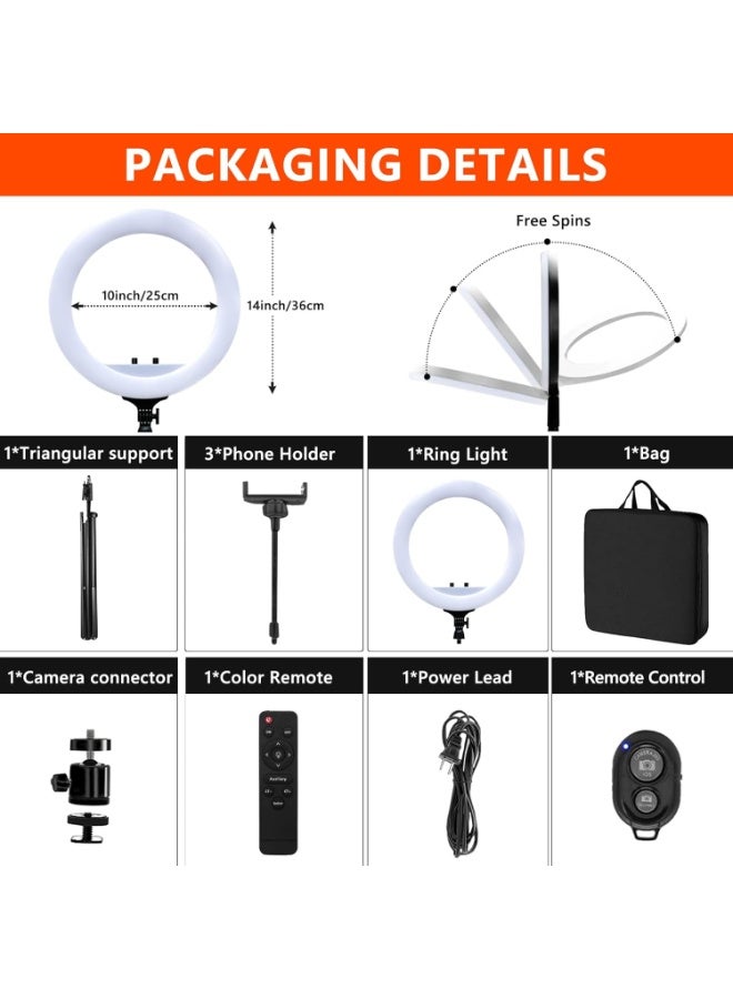 14/18/21-Inch LED Ring Light with Adjustable Tripod – Dimmable & Color Temperature Control for Makeup, Photography, and Video - Image 2