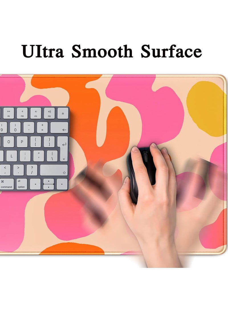 عام الوردي الجدول حصيرة الحديثة مجردة ماوس كبير حصيرة XXL جميل الوردي الجدول حصيرة لوحة المفاتيح حصيرة ، اكسسوارات مكتب للسيدات مكتب الديكور ، 90cmx40cm المضادة للانزلاق المطاط قاعدة ، مع حافة مخيط - Image 5