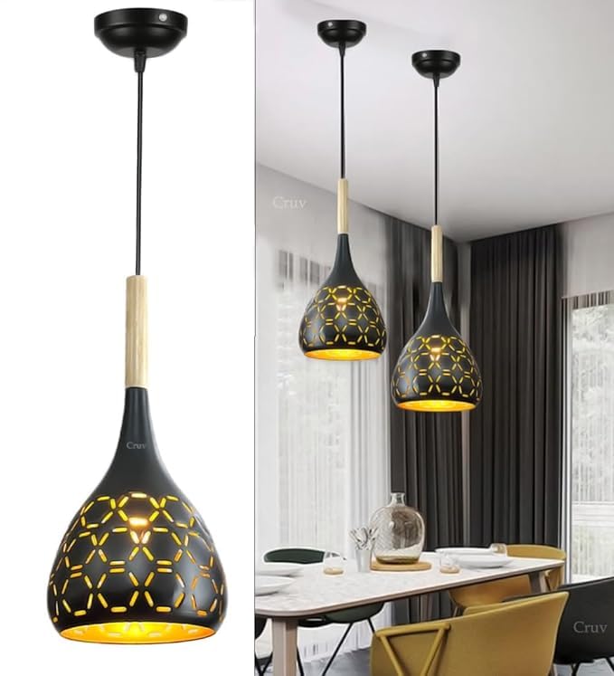 Lyse Decor Hanging Lights for Bedroom, Hanging Lamps for Living Room, Hanging Lights for Restaurants, Jhoomar and Dining Table Lamps (Black and Beige) - Image 5