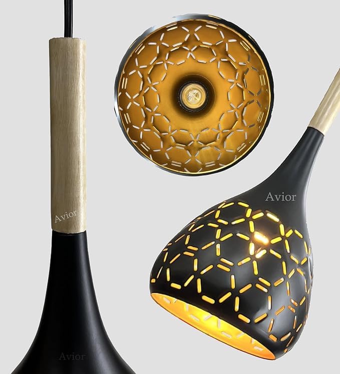 Lyse Decor Hanging Lights for Bedroom, Hanging Lamps for Living Room, Hanging Lights for Restaurants, Jhoomar and Dining Table Lamps (Black and Beige) - Image 3