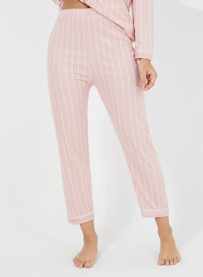 Take Two Striped Pocket Detail Shirt & Pyjama Set