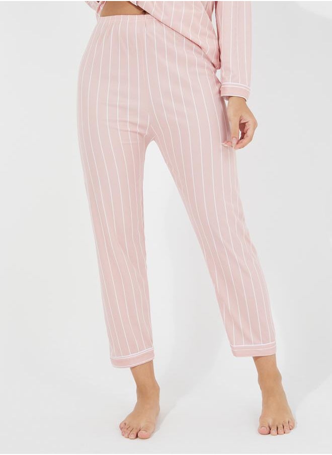 Styli - Striped Pocket Detail Shirt & Pyjama Set - Image 1