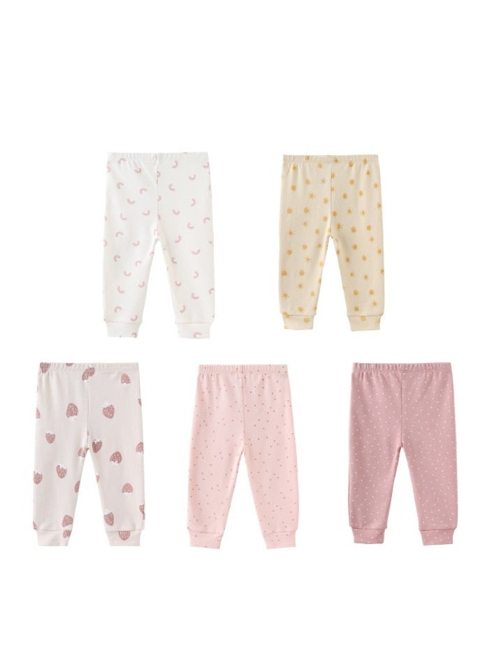 5-Pack Of Elastic Breathable Cotton Trousers For Infants And Young Children - Image 1