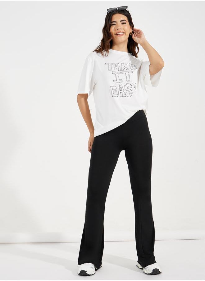 Solid Elastic Waistband Flared Leggings - pzsku/ZE855E531E5FC0C2CEE28Z/45/_/1721993496/a66bd412-69e6-47af-8fa3-02abc306b8c9