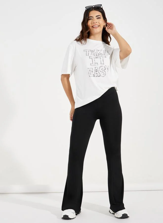 تايك تو ليقنز سادة بخصر مطاطي