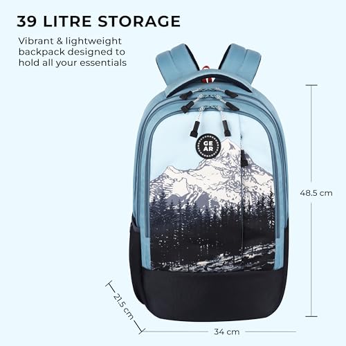 Gear Alpine 19"/39L Large Water Resistant School Bag/College Bag/Casual 4 Compartment Backpack/Daypack/Travel 4 Compartment Backpack/Kids Bag for Boys/Girls (Blue-Black) - Image 2