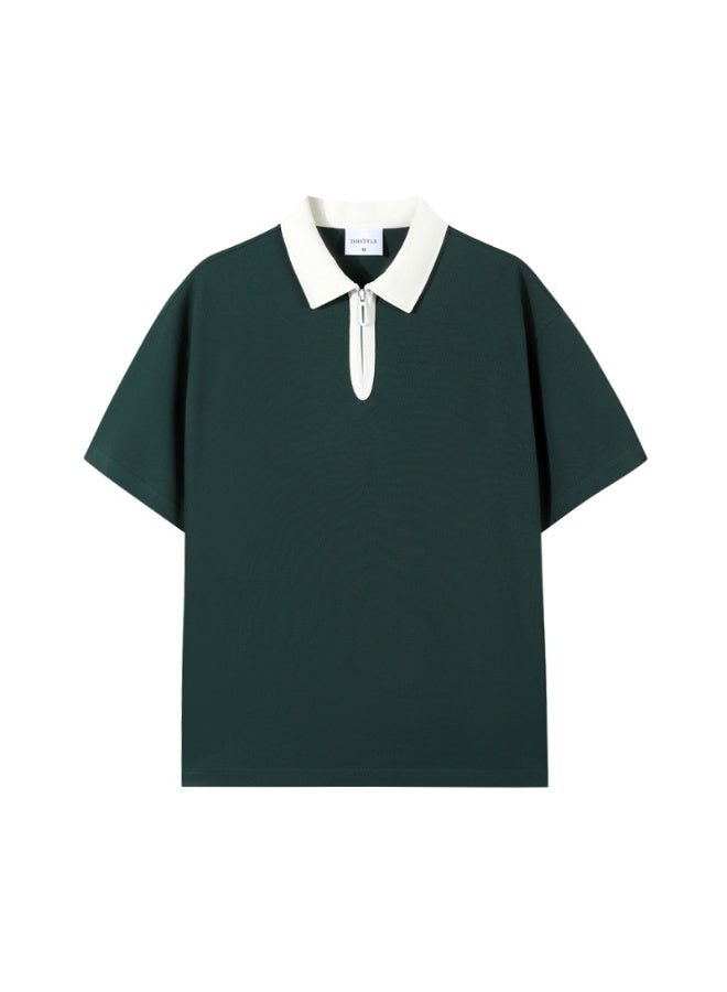 Half Zip Workwear Polo Shirt Short Sleeve Restaurant Coffee Shop Uniform Breathable Summer Casual Top - Image 1
