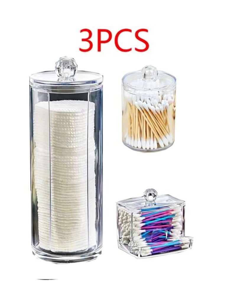 3-piece makeup organizer set, cotton pads and makeup organizer