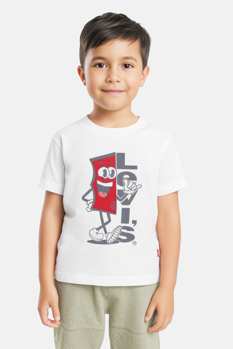 Levi's تي شيرت قصير الأكمام بألوان جرافيك للأطفال الأولاد، أبيض - Image 1