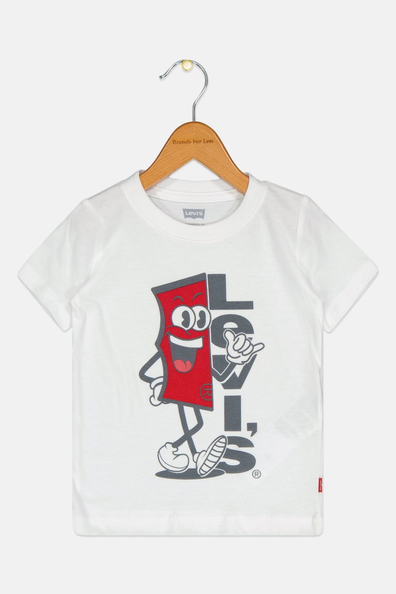 Levi's تي شيرت قصير الأكمام بألوان جرافيك للأطفال الأولاد، أبيض - Image 2