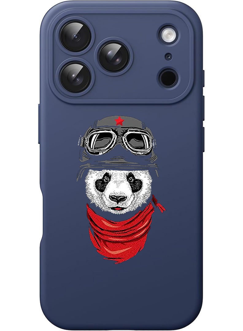 Theodor Protective Slim Fit Case Liquid Silicone Cover with Full Body Protection Anti-Scratch Shockproof Case For Apple iPhone 17 Pro Max (Blue) Panda - Image 1