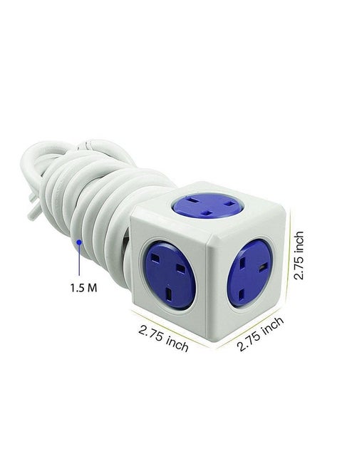 PowerCube Extended 5 Sockets 15m Cable Blue