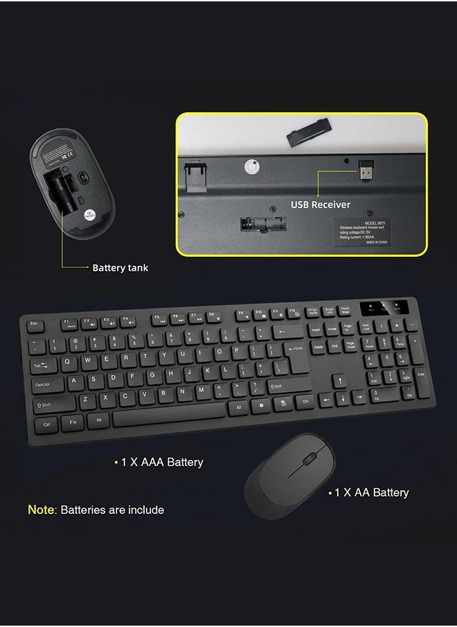 joyzzz - Wireless Keyboard Mouse Combo, RaceGT Energy Saving Ultra-Thin Full Sized Wireless Keyboard and Mouse 3 Level DPI Adjustable Mouse for Computer, Laptop and Desktop. - Image 1