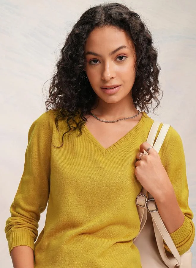 Tokyo Talkies V-Neck Long Sleeves Knitted Sweater by Styli