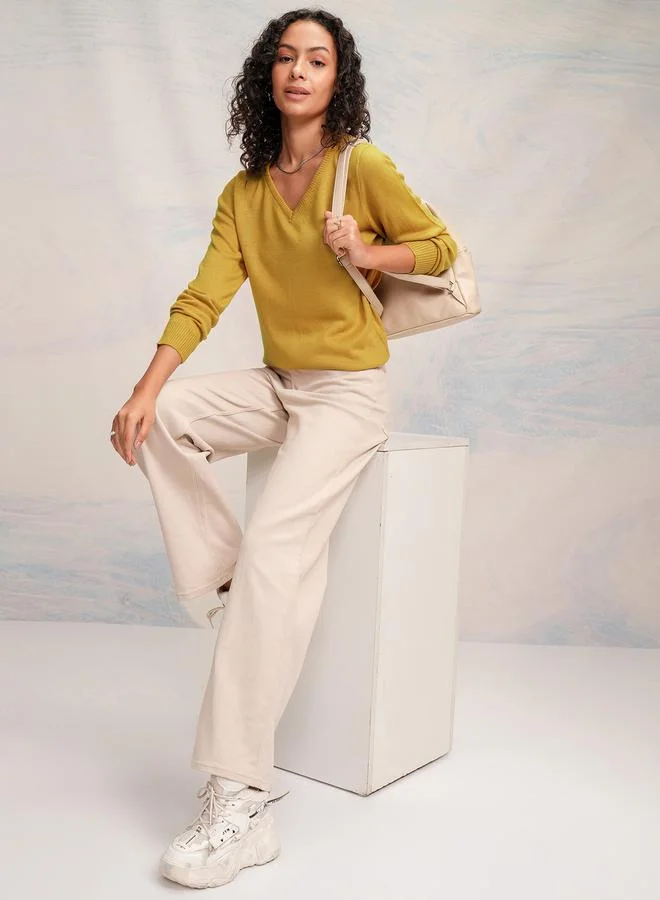 Tokyo Talkies V-Neck Long Sleeves Knitted Sweater by Styli