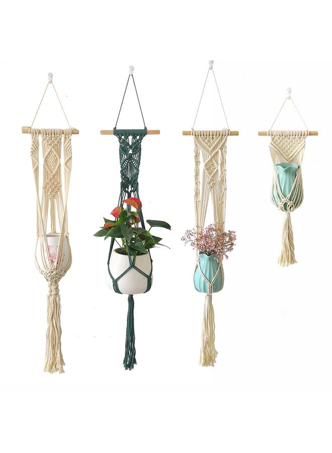 Bluejw New Nordic Style Hand-woven Tapestries Cotton Rope Hanging Basket Plant Decorative Potted Mesh Bag Tassel Decorative Wall Hanging  - Image 2