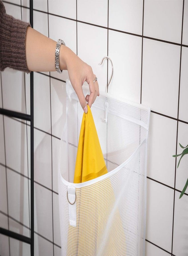 ALYER Hanging Semi Round Storage Mesh Bag,Collapsible Laundry Hamper Basket with Durable Hanger (Black) - Image 4