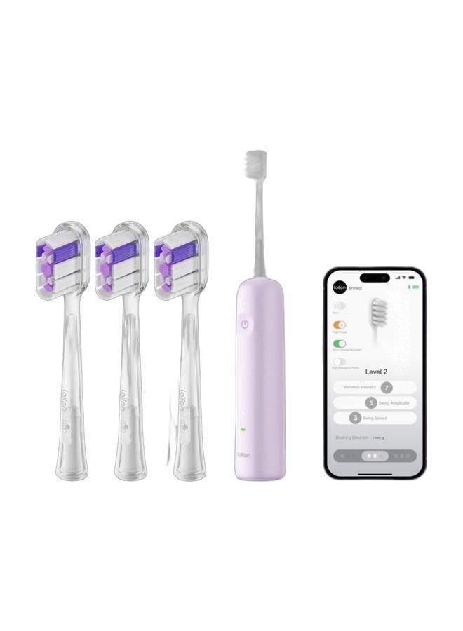 لايفن باقه (اشتري فرشاة الأسنان الكهربائية واحصل على 3 رؤوس فرشاة مجانًا) فرشاة أسنان كهربائية ويف سونيك - بنفسجي مع 3 رؤس فرشاه + 3 رؤوس فرشاة شفافة فائقة التبييض - شعيرات ناعمة للتنظيف العميق - مجموعة اقتصادية - Image 1