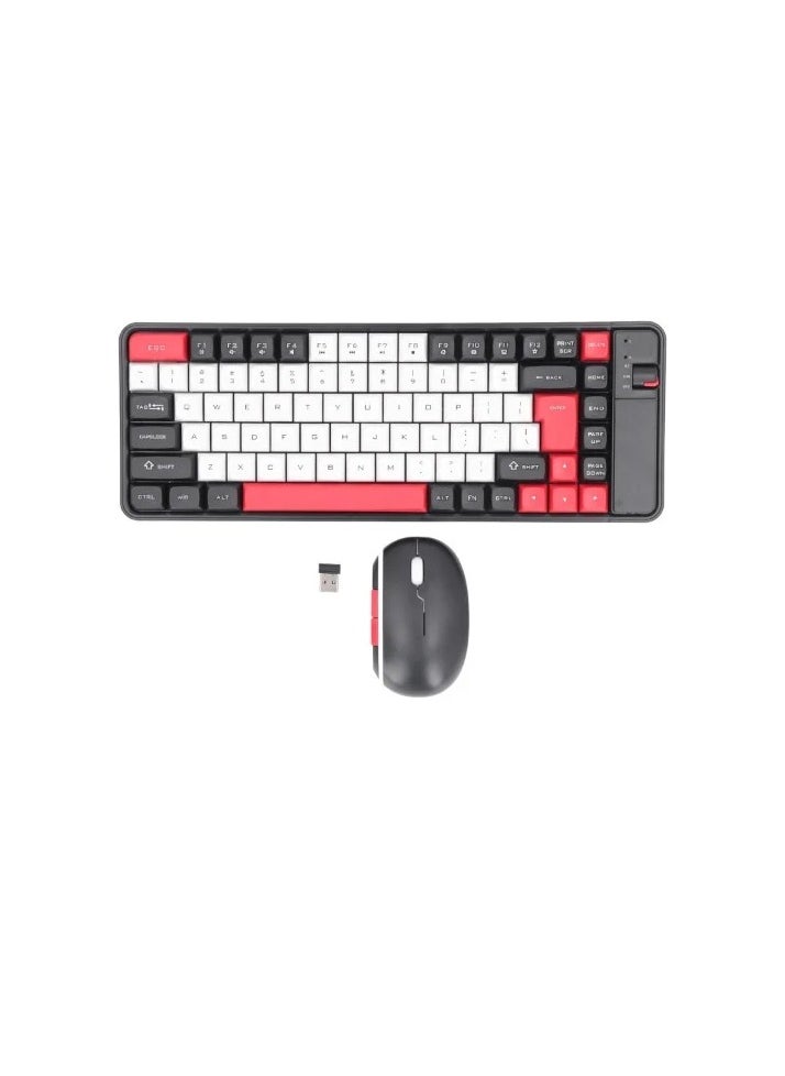 QW QW06 Dual Mode BT 5.0 and 2.4GHz Wireless Keyboard and Mouse Combo -  AR / EN Colorful  Keycap – For Office Business PC / Mac / Android | BK/RD/WT