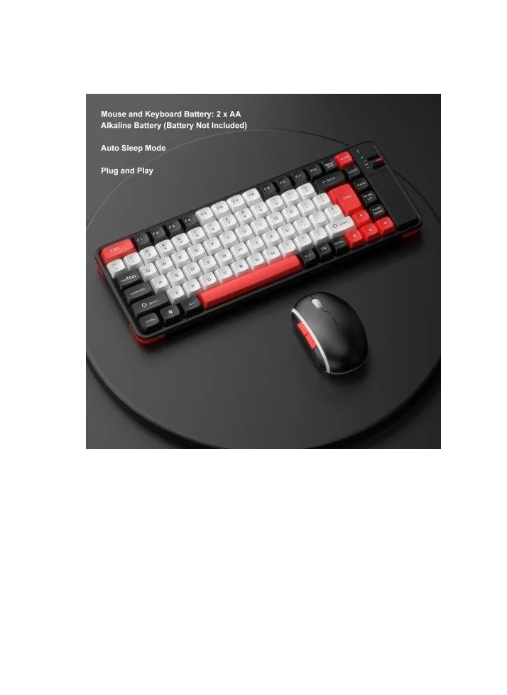 QW QW06 Dual Mode BT 5.0 and 2.4GHz Wireless Keyboard and Mouse Combo -  AR / EN Colorful  Keycap – For Office Business PC / Mac / Android | BK/RD/WT